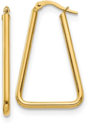 14k Yellow Gold Geometric Shape Hoop Earrings - 32mm x 26mm
