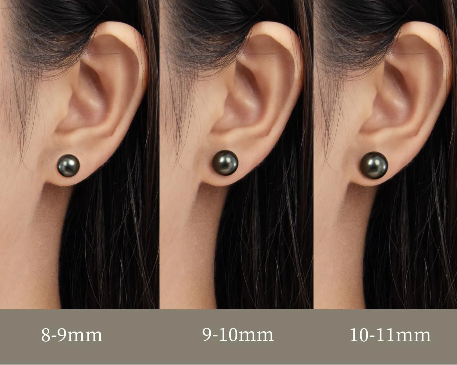 18K Gold Black Pearl Stud Earrings for Women, Genuine Tahitian Cultured Pearl Jewelry Gifts for Her 8-9/9-10/10-11mm
