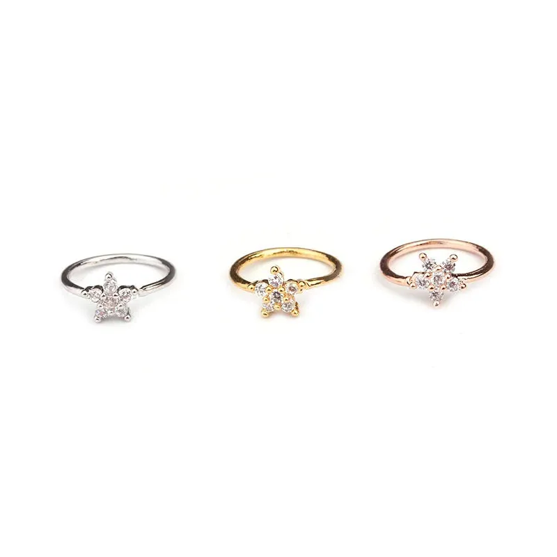 1Piece 20gx8mm Zircon Nose Rings Nostril Bendable Flower Hoop Ring Tragus Ear Cartilage Earring for Women Nose Piercing Jewelry