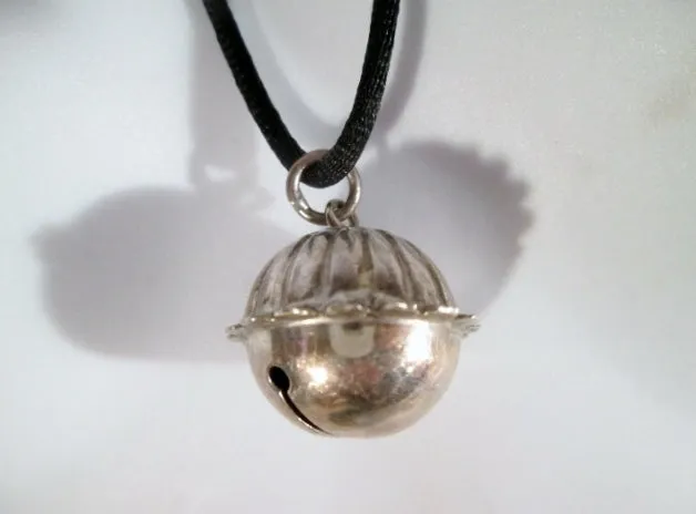 26" MMA Signed STERLING SILVER BELL Pendant NECKLACE Charm Delicate Ringing Music