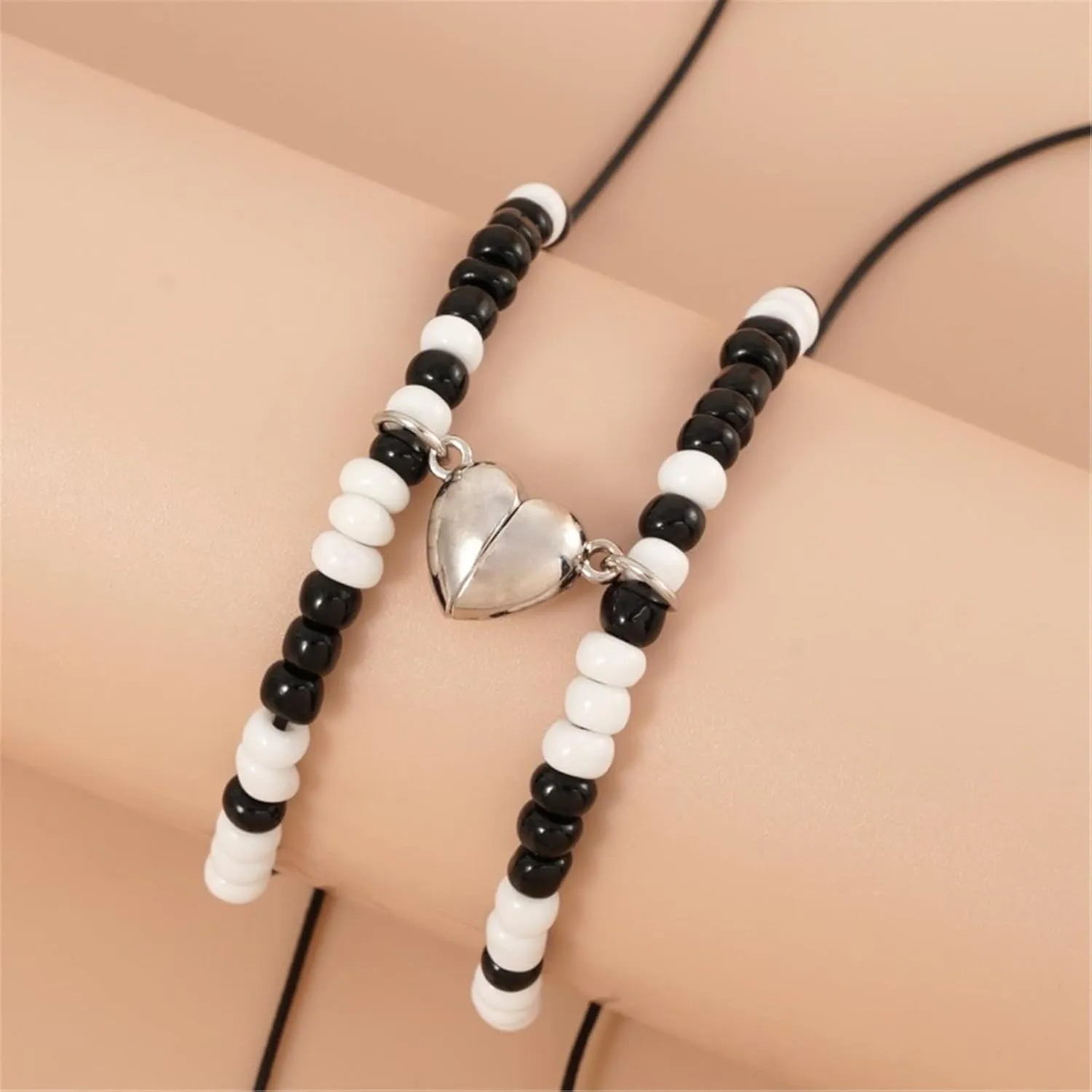 2Pcs Handmade Morse Code I Love You Couple Matching Bracelet Set for Women Men Lover Best Friend Resin Bead Adjustable Braide String Bracelet Friendship Jewelry