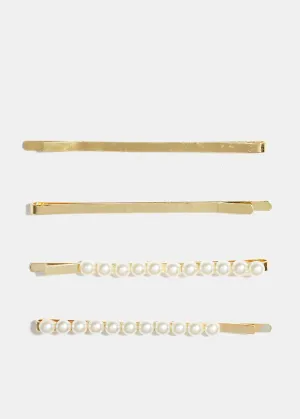 4-Piece Pearl Studded Hair Pins