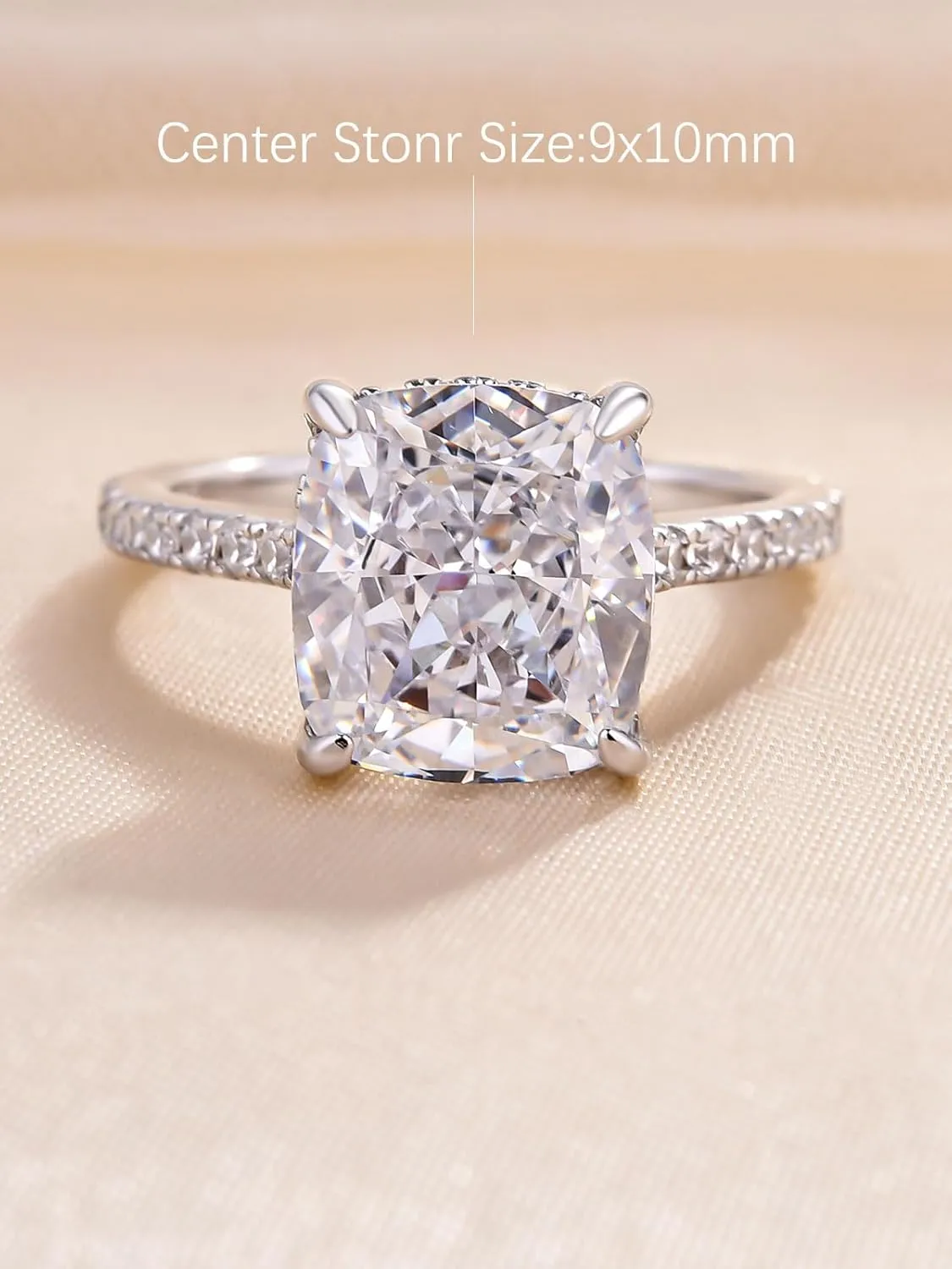4CT Cushion Cut Promise Ring for Women,White/Yellow Stone Ring,925 Sterling Silver 18K Yellow/White/Rose Gold Plated Engagement Ring