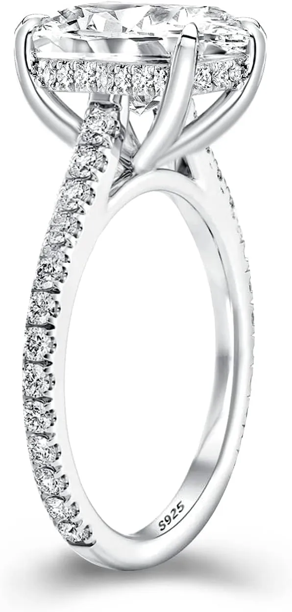 4CT Cushion Cut Promise Ring for Women,White/Yellow Stone Ring,925 Sterling Silver 18K Yellow/White/Rose Gold Plated Engagement Ring