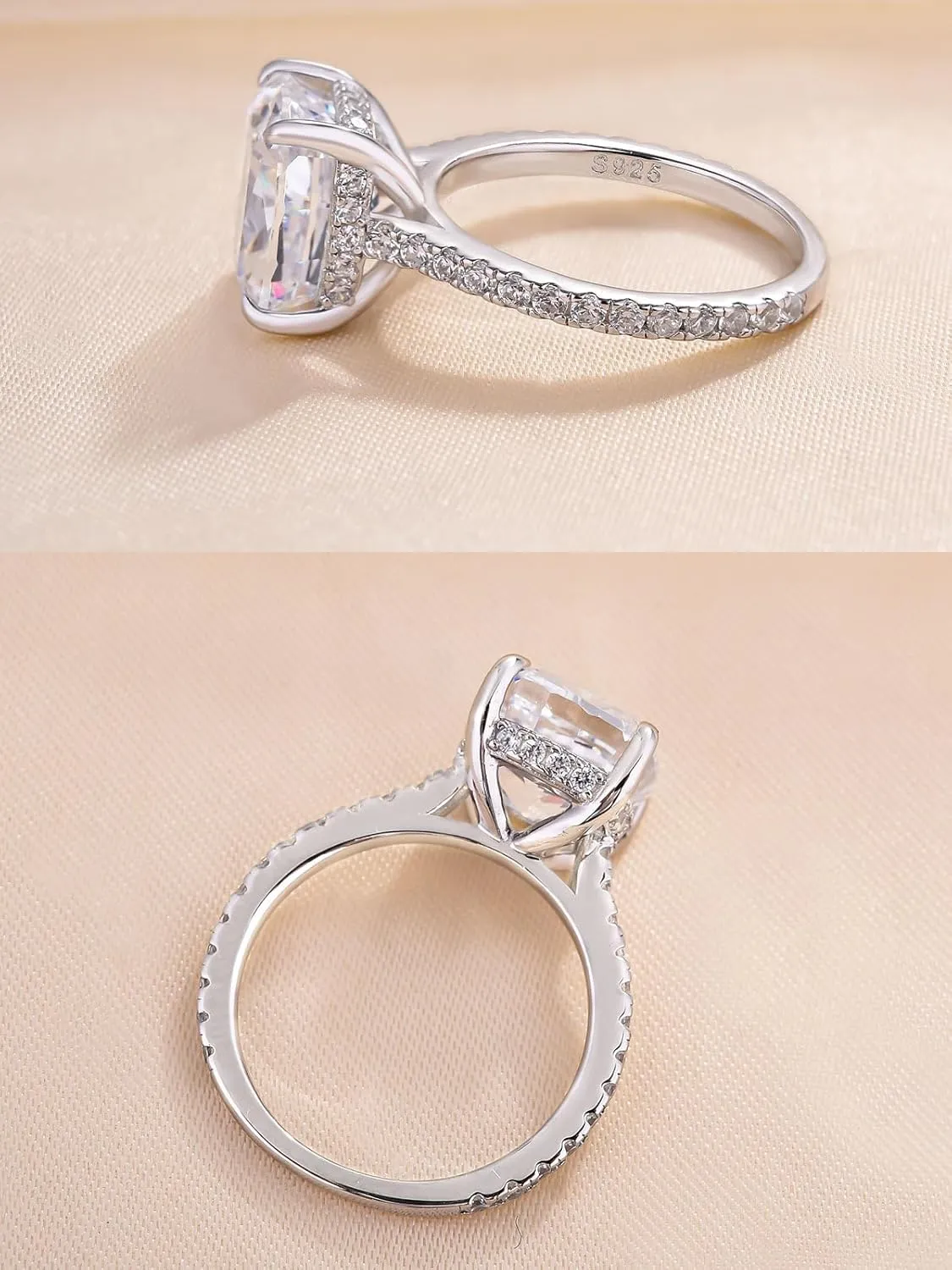 4CT Cushion Cut Promise Ring for Women,White/Yellow Stone Ring,925 Sterling Silver 18K Yellow/White/Rose Gold Plated Engagement Ring