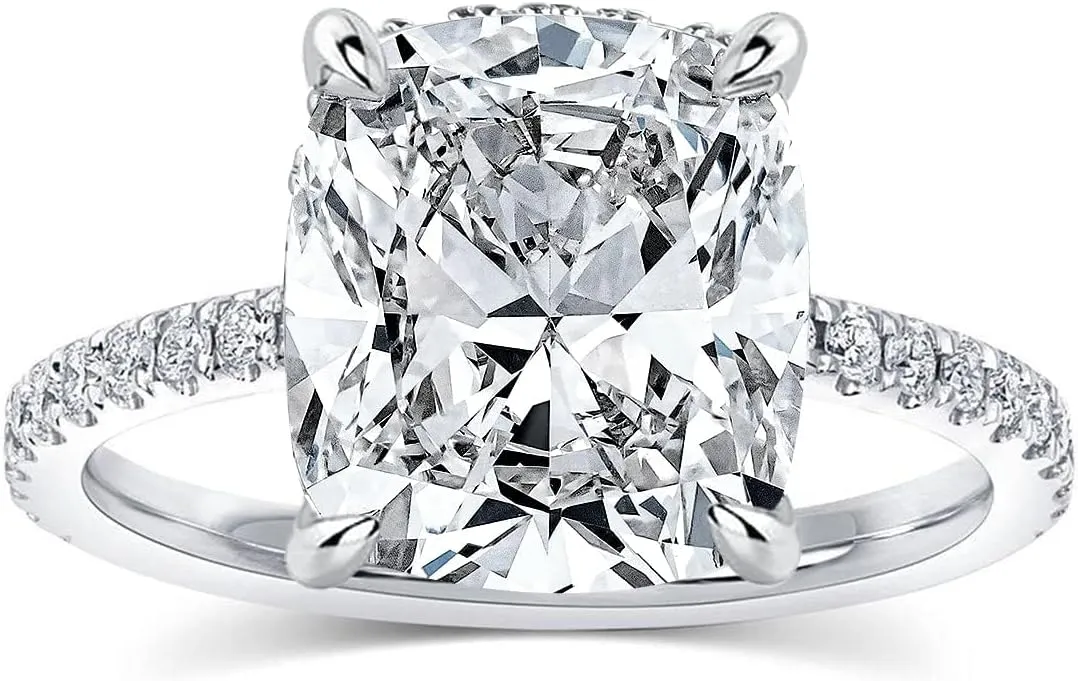 4CT Cushion Cut Promise Ring for Women,White/Yellow Stone Ring,925 Sterling Silver 18K Yellow/White/Rose Gold Plated Engagement Ring