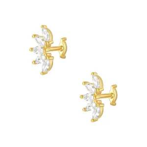 925 Silver Multi Rhombus CZ Diamond Front And Back Earrings