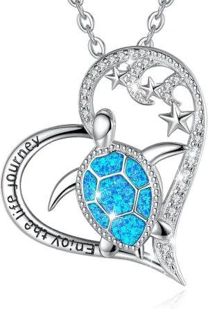 AEONSLOVE 925 Sterling Silver Turtle/Seashell/Crab/Starfish/Whale/Seahorse/Dolphin/Octopus Necklace Ocean Jewelry Gifts for Women Ocean Lover