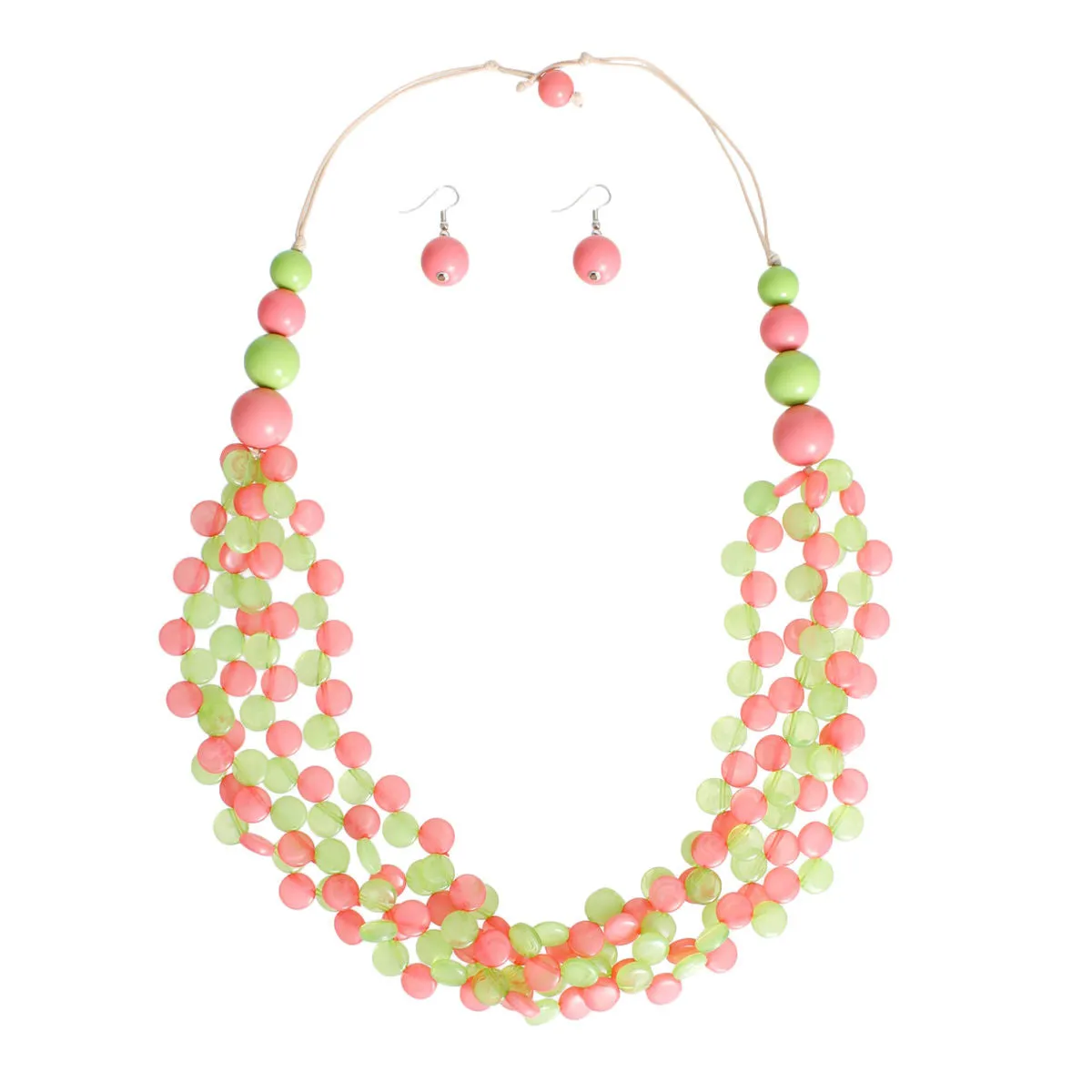 AKA Alpha Kappa Alpha Inspired Long Pink Green Marbled Necklace
