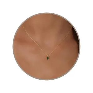 Annika Bella Gold Birthstone Necklace, Simulated Emerald Charm Necklace, Birthday Gift for Women (Green - May)