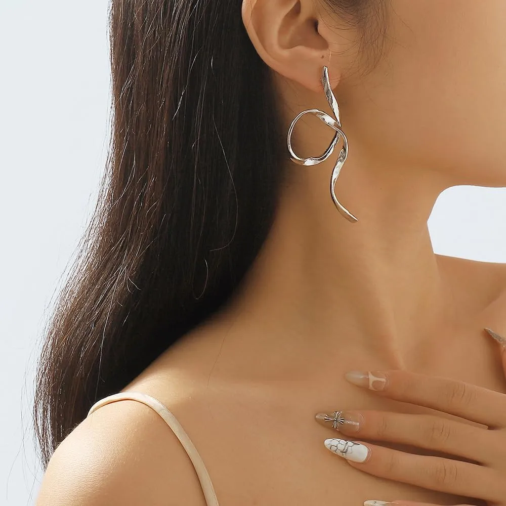 Anomaly Geometric Stud Earrings Linear Drop Dangle Earring Alloy Long Circle Bar Earrings Geometric Jewelry for Women