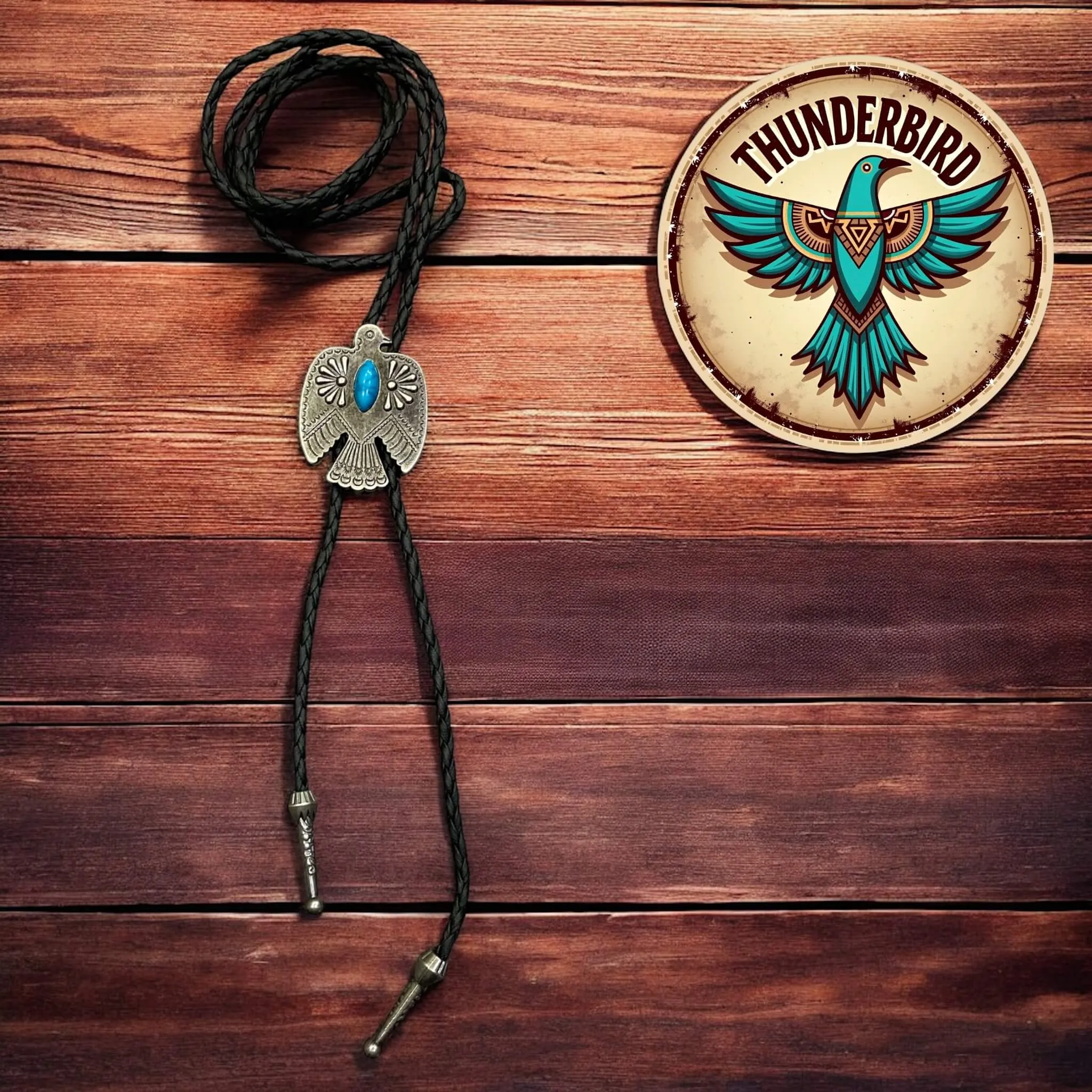 Antique Bird Turquoise Western Necktie