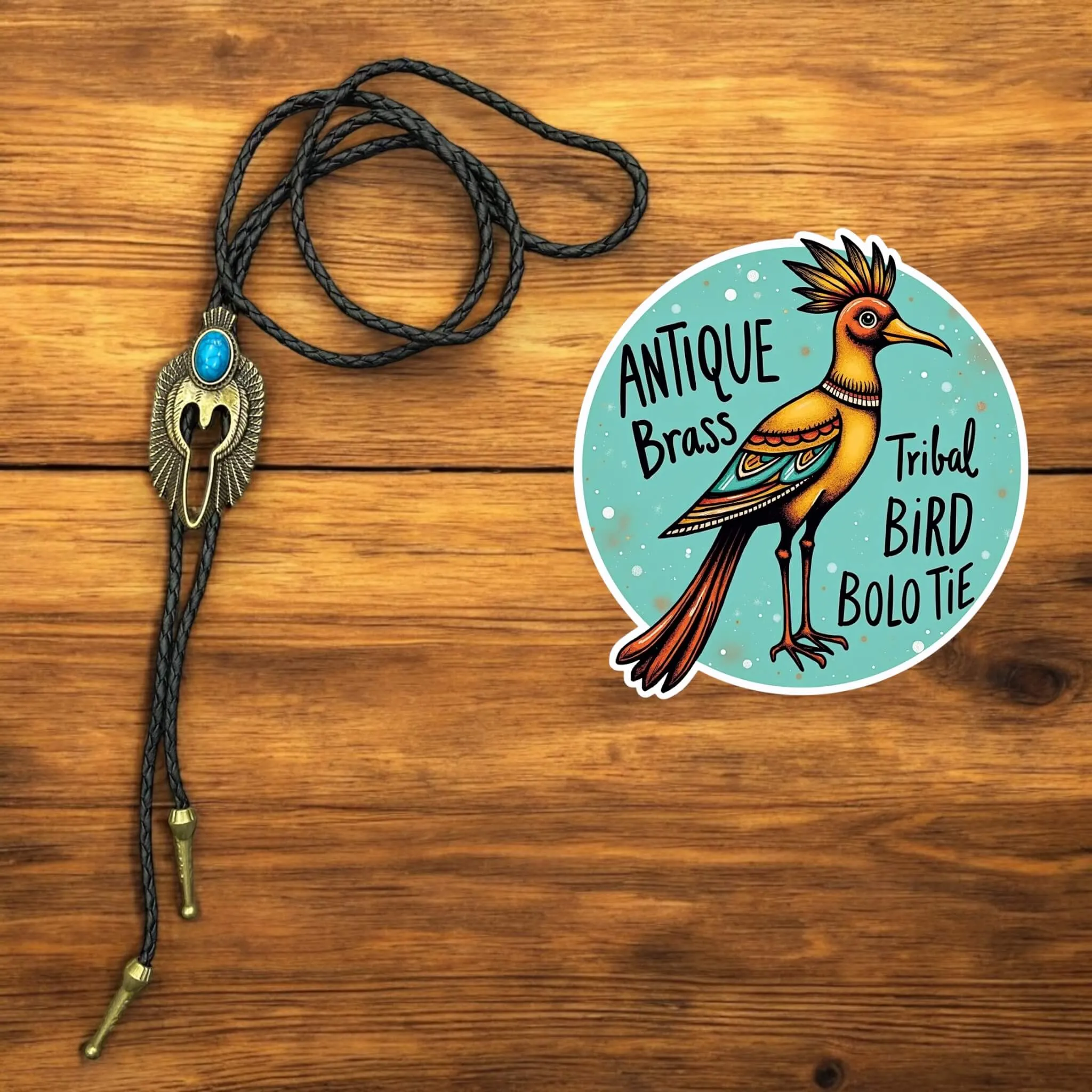 Antique Bird Turquoise Western Necktie