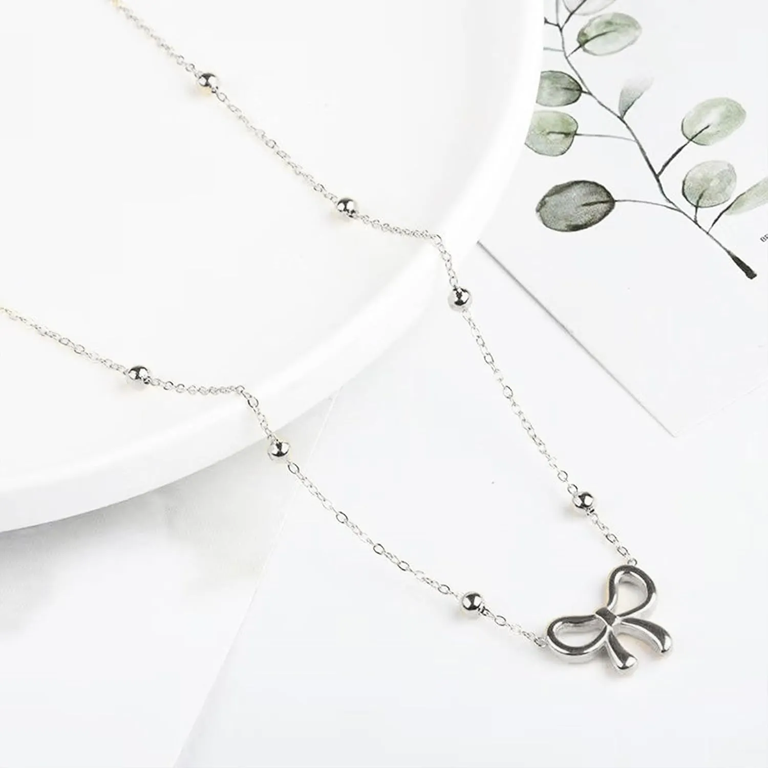 Bow Necklace Earrings Bracelet Set Bow Jewelry Set for Women Bowknot Pendant Chain Necklace Ribbon Stud Earrings Coquette Stuff Accessories Christmas Gifts