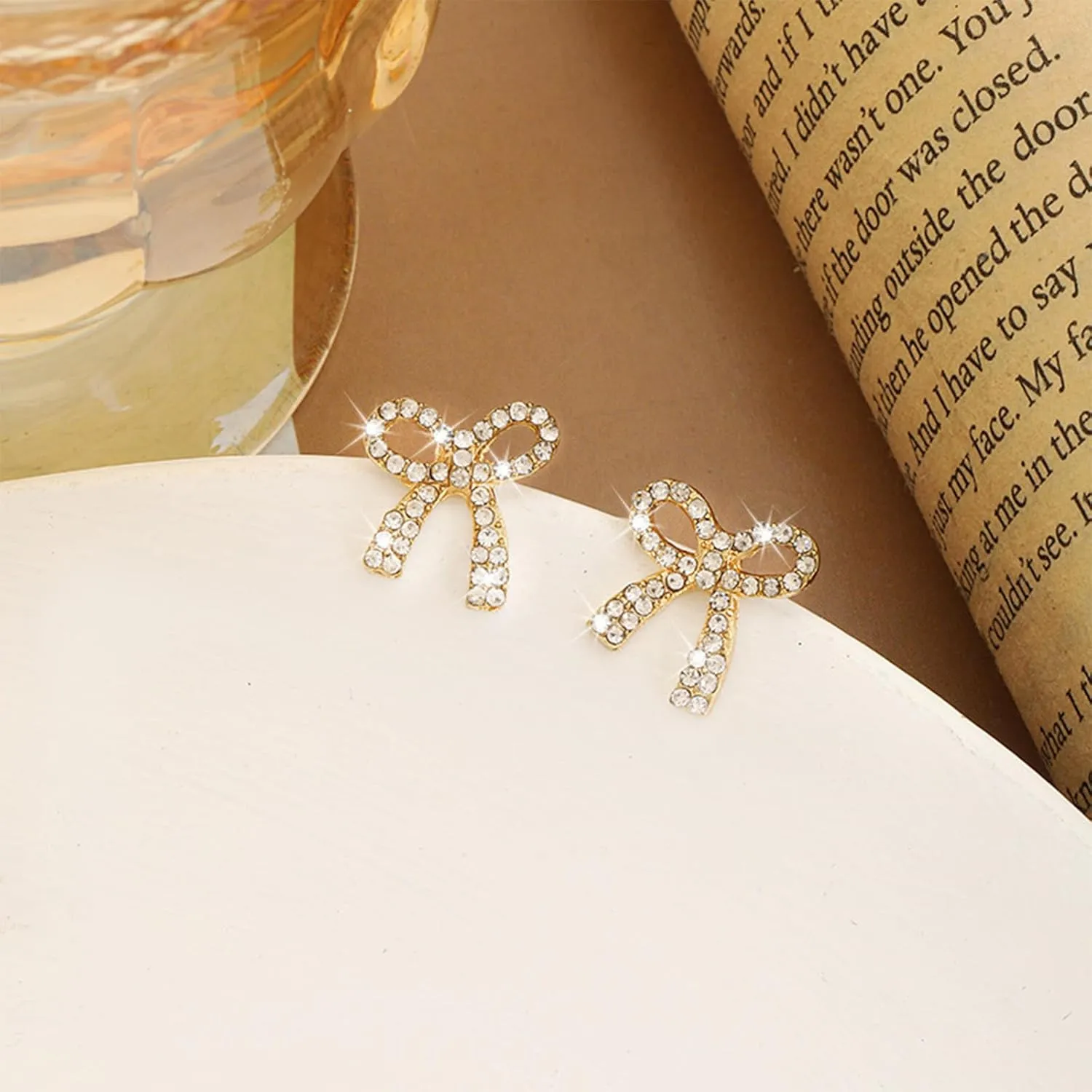 Bow Necklace Earrings Bracelet Set Bow Jewelry Set for Women Bowknot Pendant Chain Necklace Ribbon Stud Earrings Coquette Stuff Accessories Christmas Gifts