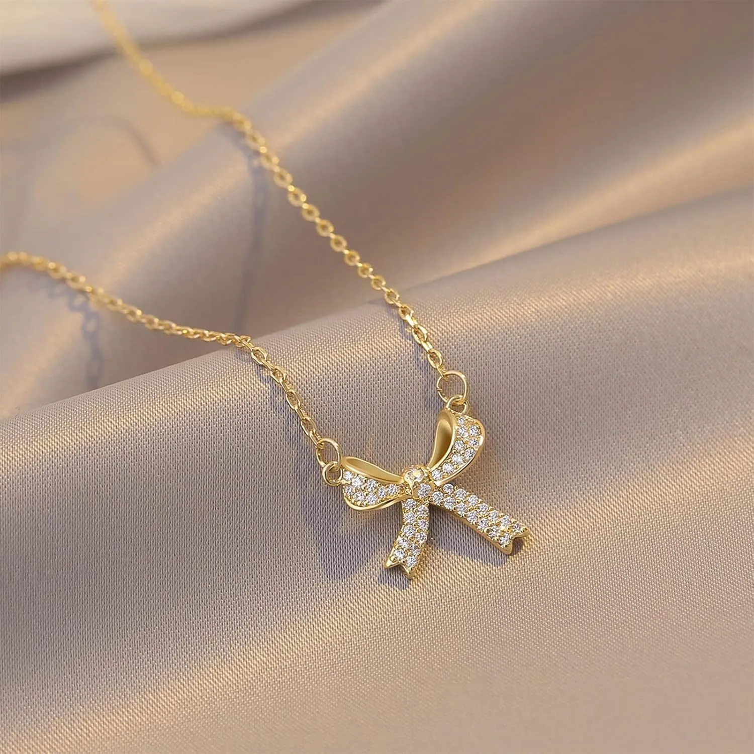 Bow Necklace Earrings Bracelet Set Bow Jewelry Set for Women Bowknot Pendant Chain Necklace Ribbon Stud Earrings Coquette Stuff Accessories Christmas Gifts