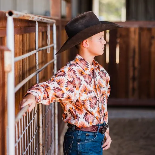 Boy's Aztec Print ~ Rust