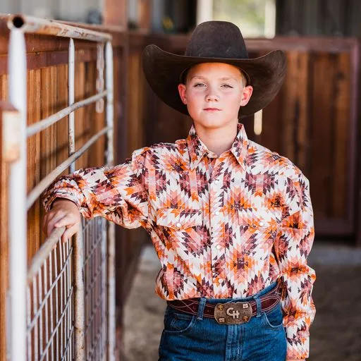 Boy's Aztec Print ~ Rust