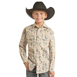 Boy's Conversational Print by Rock & Roll ~ Cream/Navy