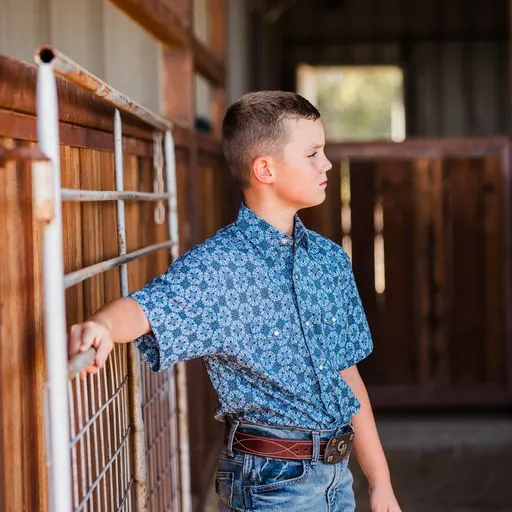 Boy's Medallion Print ~ Blue