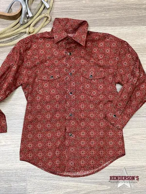 Boy's Medallion Print ~ Burgundy