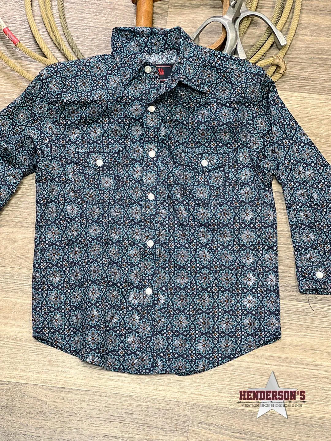 Boy's Medallion Print ~ Teal