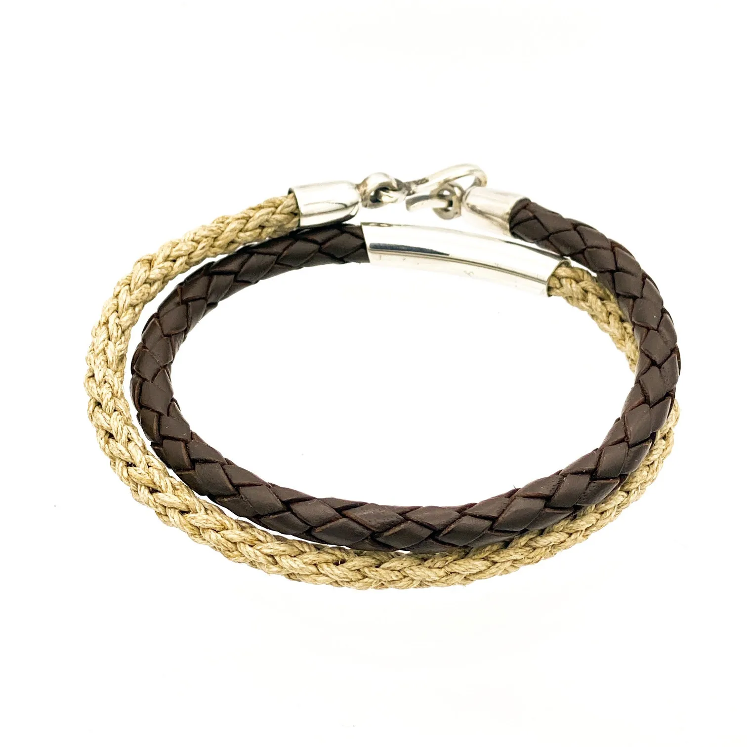 Braided Leather and Jute Bracelet