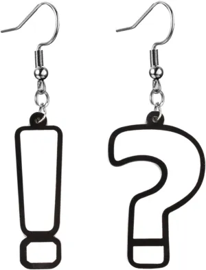 coadipress Question Mark and Exclamation Mark Earrings for Women Funny Acrylic Big Long Punk Nightclub Exaggeration Hip Hop Asymmetric Statement Earrings