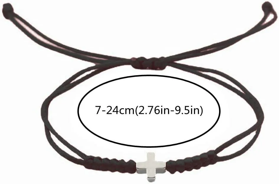COLORFUL BLING Multicolor Handwoven Religion Braided Cross Bracelet Faith Hope Blessed Wrist Cuff Bracelet for Women Men Lucky Protection Prayer Jewelry