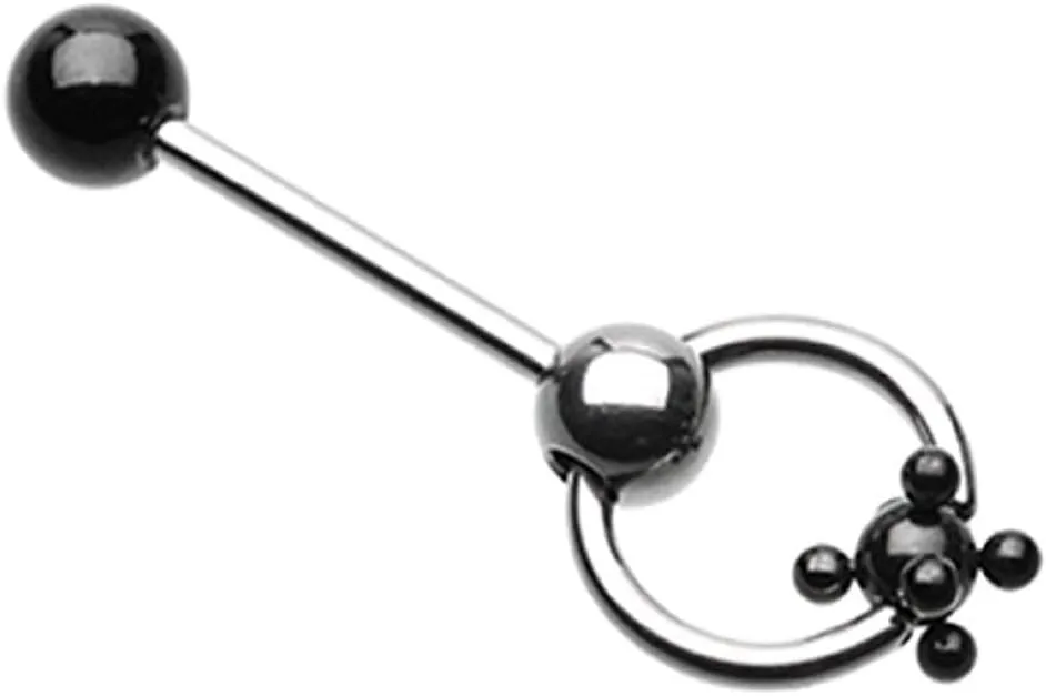 Colorline PVD Studded Ball Slave Barbell Ring