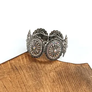 Concho Bracelet with AB Crystal Outline in Silver