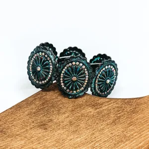 Concho Bracelet with Crystal Outline in Patina