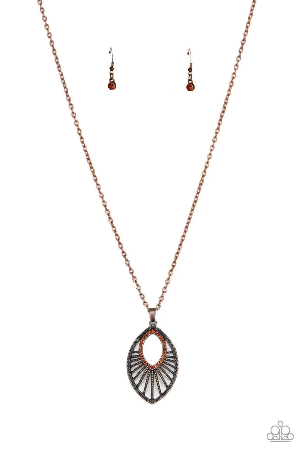 Court Couture Copper & Rhinestone Necklace - Paparazzi Accessories