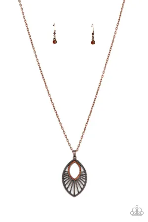 Court Couture Copper & Rhinestone Necklace - Paparazzi Accessories