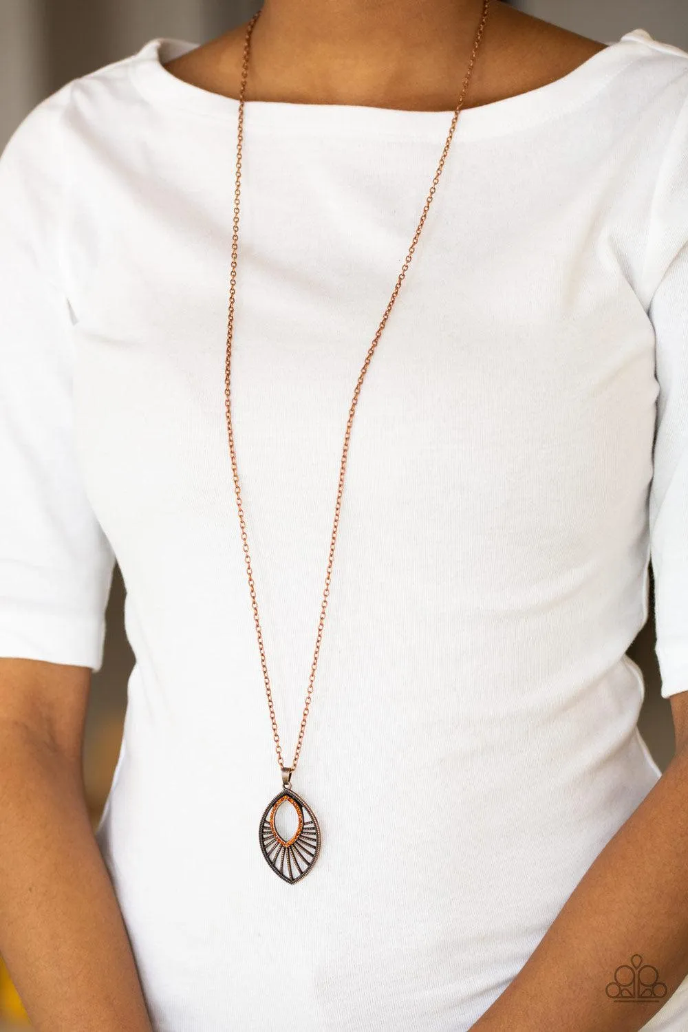 Court Couture Copper & Rhinestone Necklace - Paparazzi Accessories