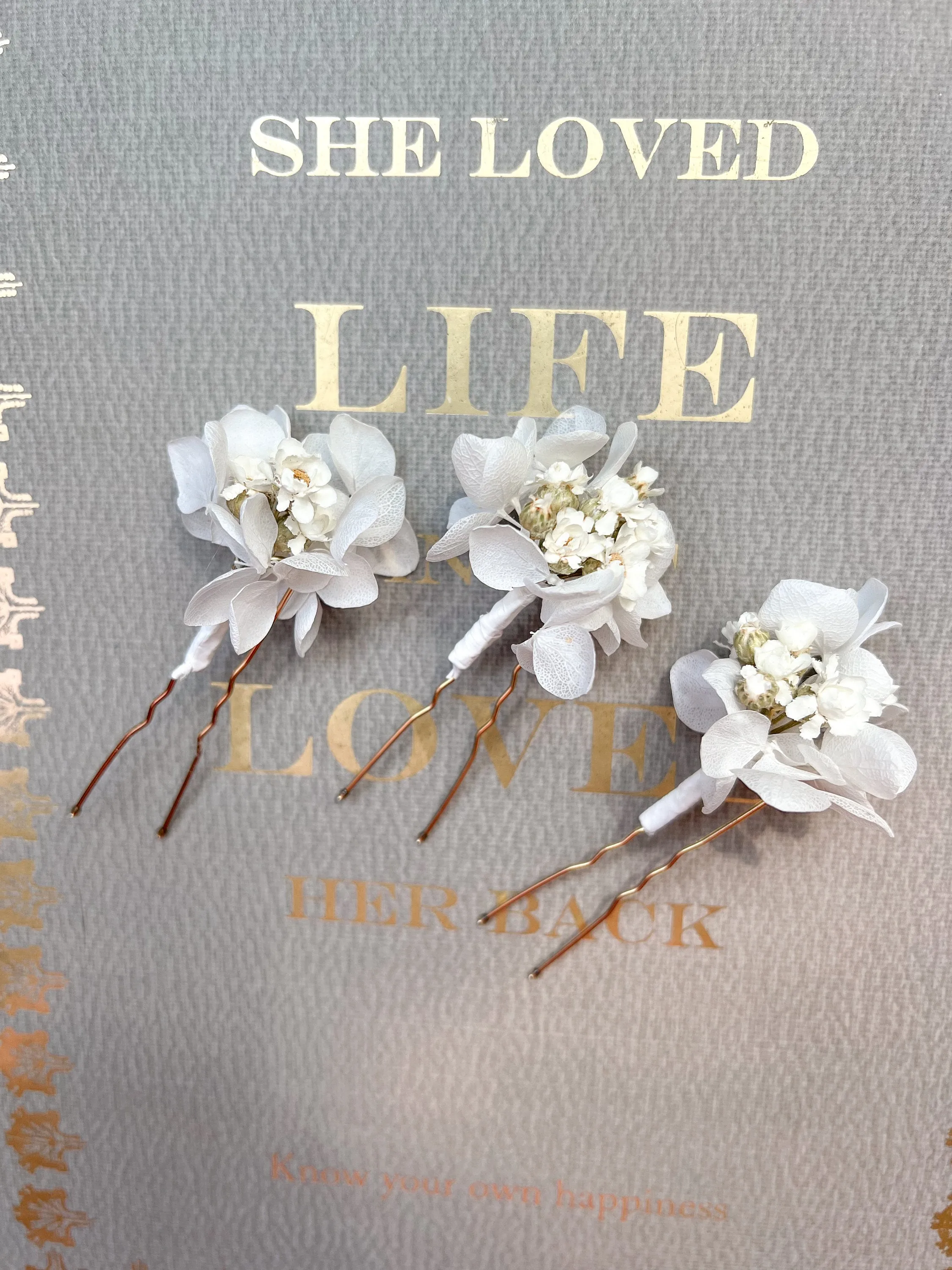 Daisy Hair Pins, Dried Flower Hair Pins, White Dried Daisy Headpiece, Floral Hair Accessories for Brides, Wedding Hair Pin Set