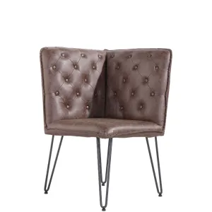 Darwen Brown Studded Back Corner Bench 64 x 64 x 92.5 cm