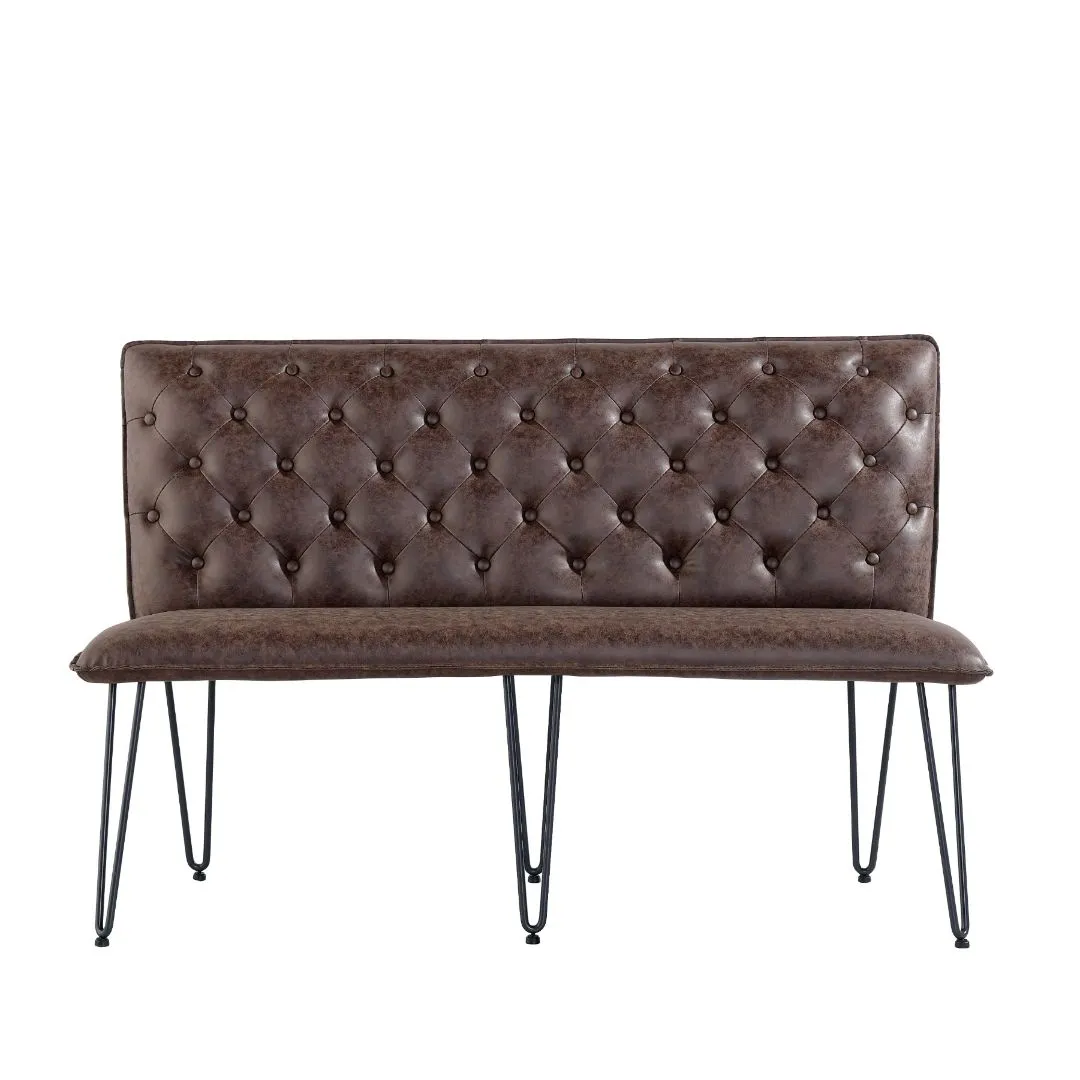 Darwen Studded Back Bench - Brown