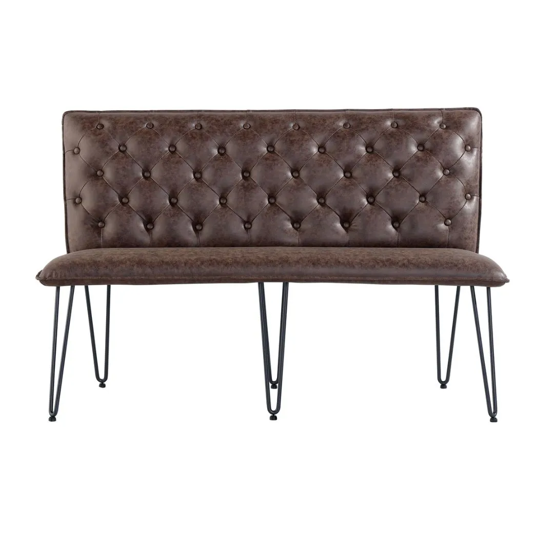 Darwen Studded Back Bench Set Brown