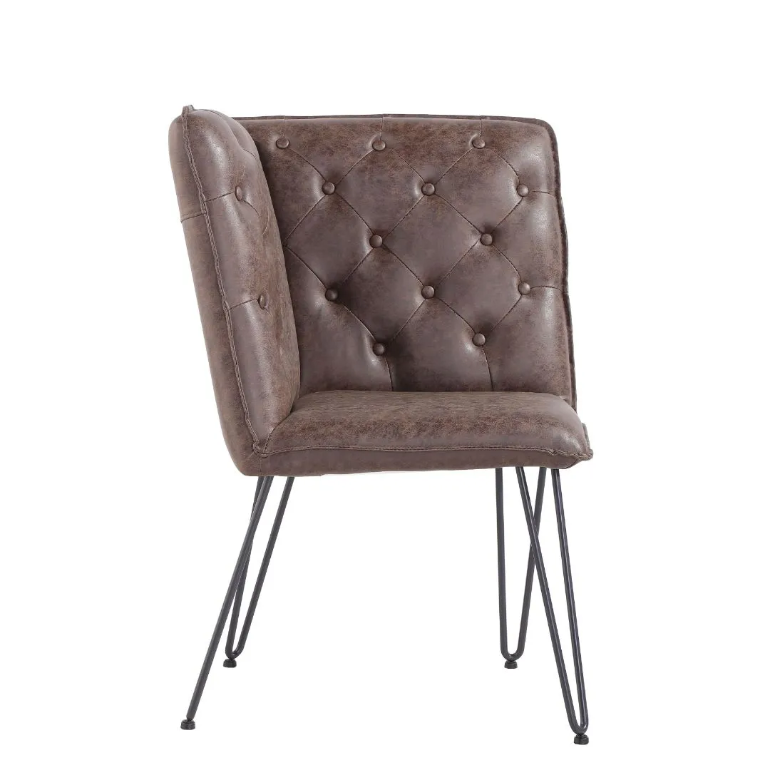 Darwen Studded Back Bench Set Brown