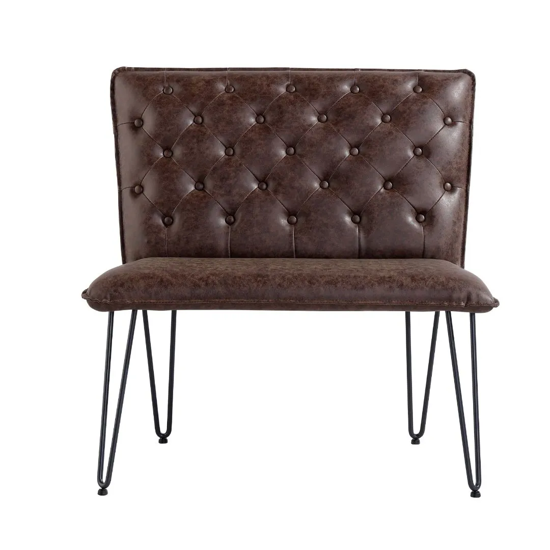 Darwen Studded Back Bench Set Brown