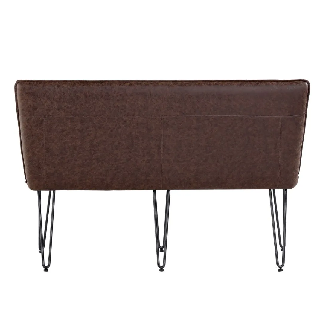 Darwen Studded Back Bench Set Brown