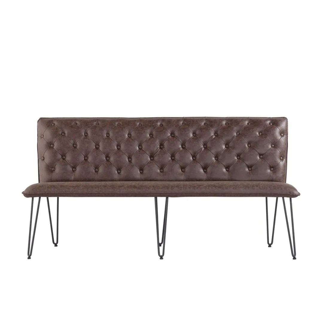 Darwen Studded Back Bench Set Brown