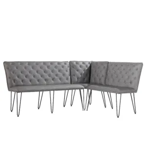Darwen Studded Back Bench Set Grey