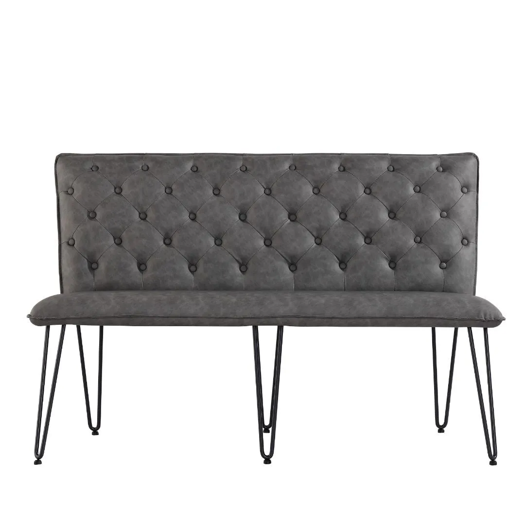 Darwen Studded Back Bench Set Grey