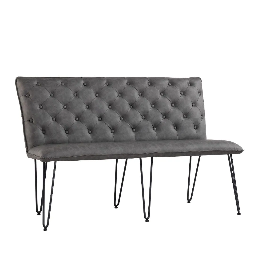 Darwen Studded Back Bench Set Grey