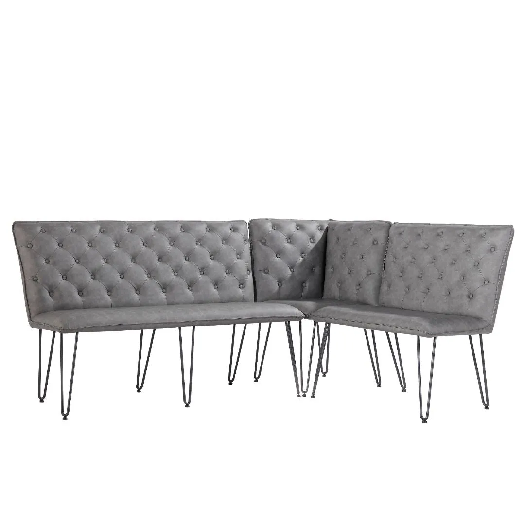 Darwen Studded Back Bench Set Grey