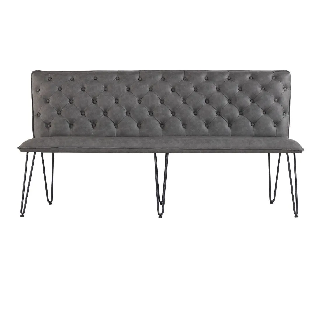 Darwen Studded Back Bench Set Grey