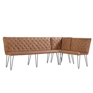 Darwen Studded Back Bench Set Tan Brown