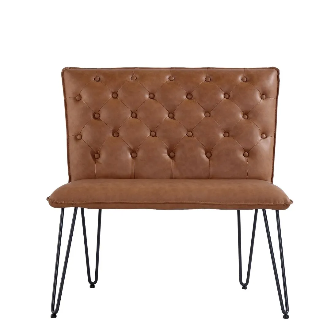 Darwen Studded Back Bench Set Tan Brown